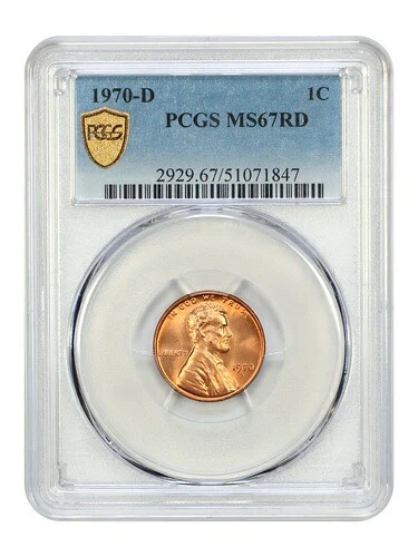 1970-D 1C PCGS MS67RD - リンカーンセント（現代）