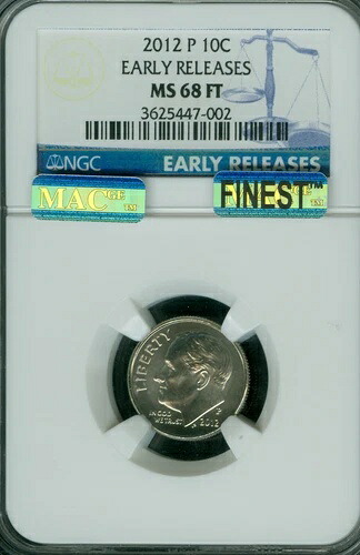 2012 P ルーズベルト ダイム NGC MS68 FT ER PQ MAC FINEST MAC SPOTLESS POP 5。