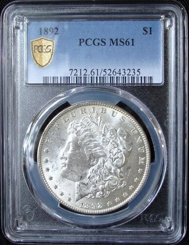 1892年モルガン銀貨 - PCGS MS 61 - ゴールドシールド