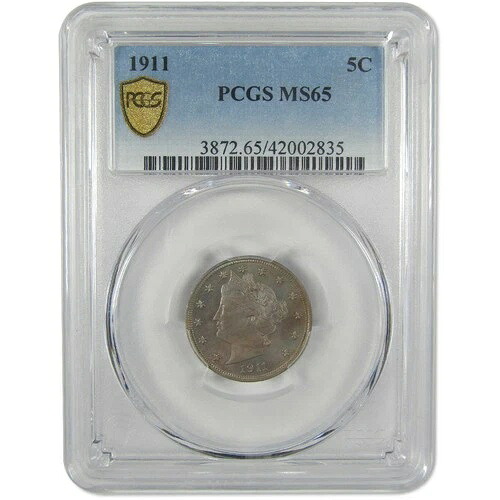 1911年 リバティヘッド Vニッケル MS 65 PCGS 未流通5セントコイン