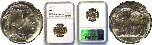 1923年 5C バッファローニッケル NGC MS-65
