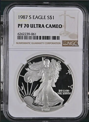 PF70 UCAM 1987-S アメリカンシルバーイーグル - ブラウンラベル NGC スポットフリー ホワイト