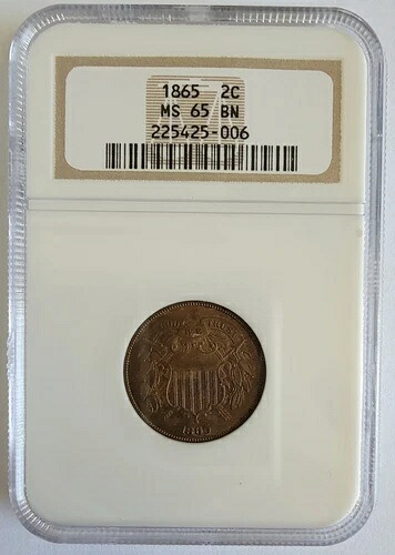1865 NGC MS65BN シールド 2セント硬貨