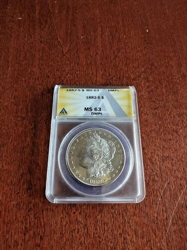 1882-S 米国モルガン銀貨 ANACS MS 63 DMPL グレード