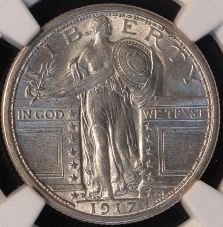 1917 D タイプ 1 スタンディング リバティ クォーター、NGC AU58FH、非常に優れた AU、シャープ、希少!｜WORLD RESOURCE【KING店】 219,450円