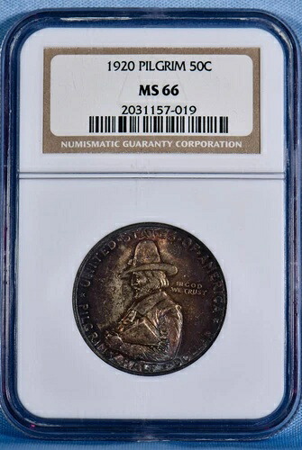 1920 年ピルグリム記念ハーフ ドル NGC MS 66 - メガ リッチ トナー!!!