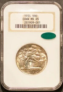 CAC 1935 50セント銀貨 コネチカットハーフダラー MS 65 NGC # 281909-001 + ボーナス｜WORLD RESOURCE【KING店】