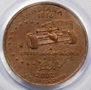 2002年 PCGS MS63 RB クラッド層欠落インディアナクォーター ミントエラー 極めて希少