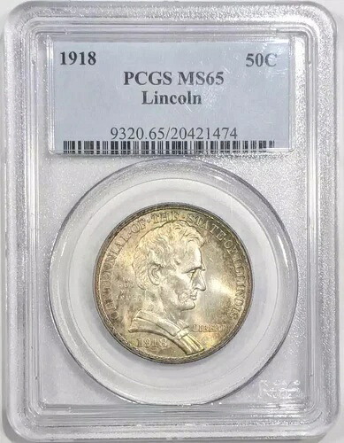 1918年 P リンカーン イリノイ記念ハーフドル PCGS MS-65