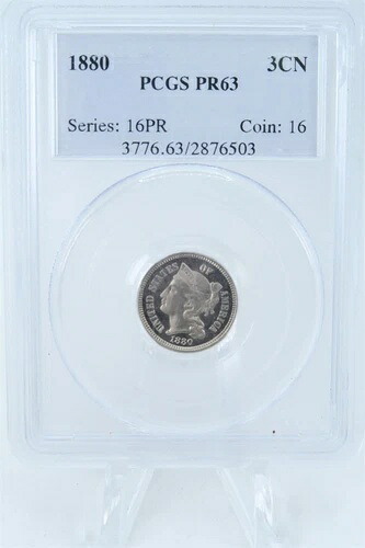 1880-P PCGS PR63 3セントニッケルプルーフ 3CN