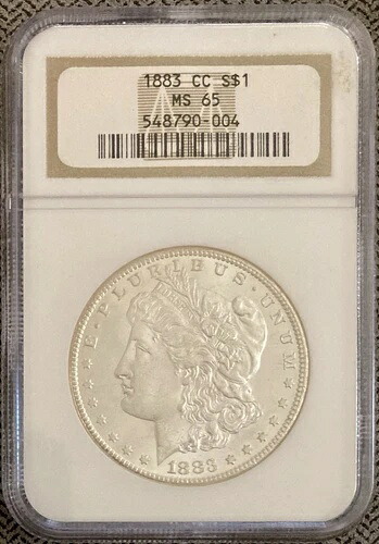 1883-CC モーガン銀貨、NGC MS-65、ブラストホワイト!