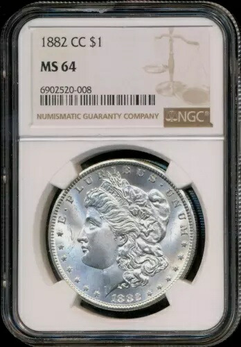 1882-CC モーガン NGC MS-64 美しい明るい白の銀貨 カーソンシティ造幣局
