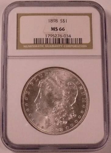 1898年 1ドル モルガン銀貨 NGC MS 66 オールドホルダー