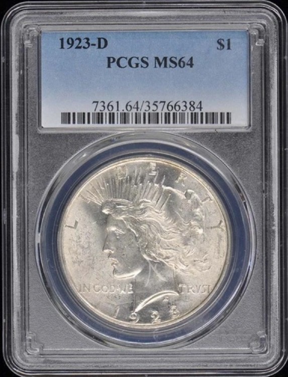 1923-D 1ドル ピースダラー PCGS MS64 215,600円