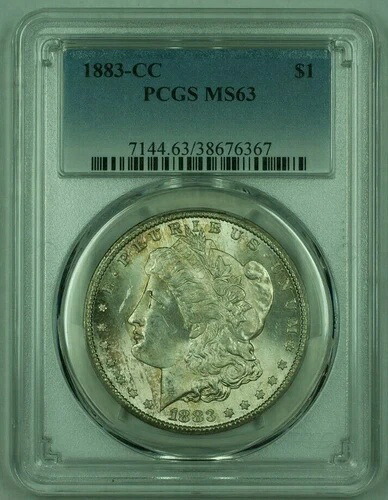 1883-CC モルガン銀貨 S$1 PCGS MS-63 美しい色調 (A) (26)
