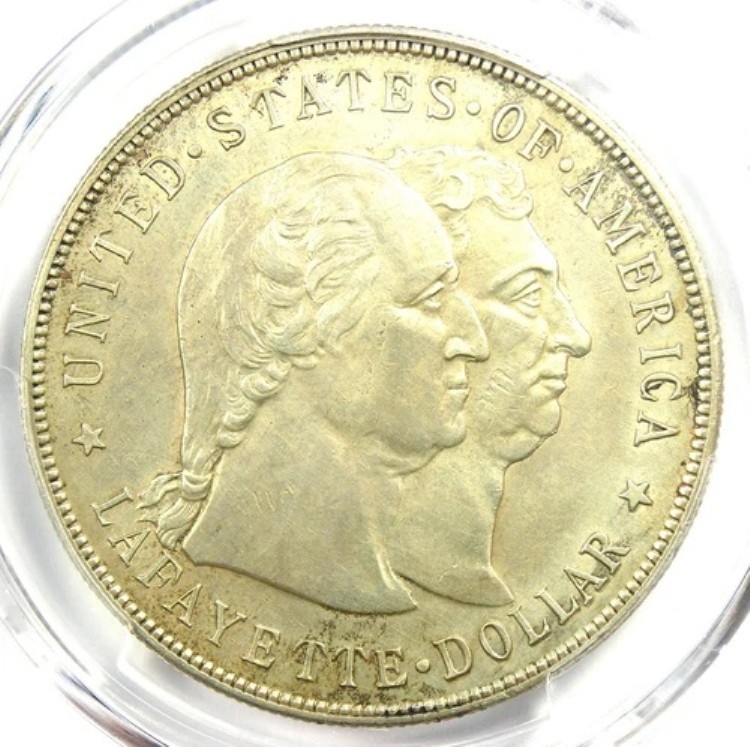 1900 年ラファイエット 1 ドル銀貨 - PCGS AU 詳細認定 - 希少タイプ! 221,650円