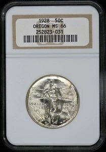 オレゴン 1928年 記念銀貨 50セント NGC MS66