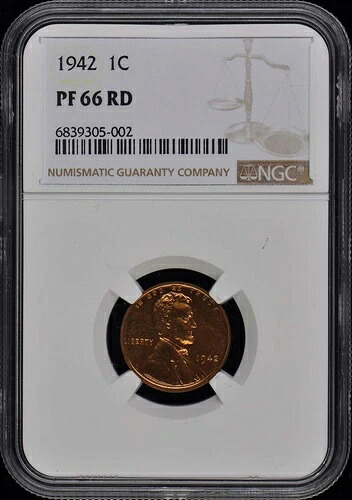 1942年 ウィートリバース リンカーンセント(プルーフ)1C NGC PR66RD