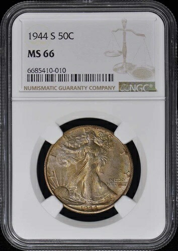 1944-S ウォーキング・リバティ・ハーフダラー 50セント NGC MS66
