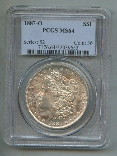 1887年 O モルガン銀貨 PCGS MS 64