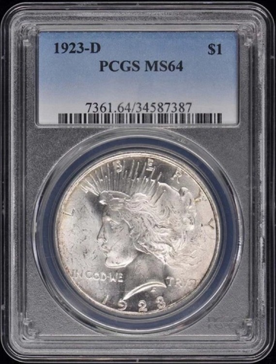 1923-D 1ドル ピースダラー PCGS MS64