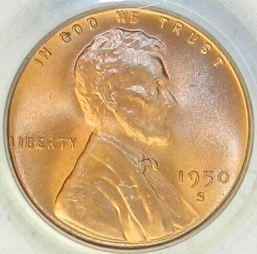 1950年 Sリンカーンセント MS67 RD PCGS / QA BU 未使用 レッドウィートペニー [819]