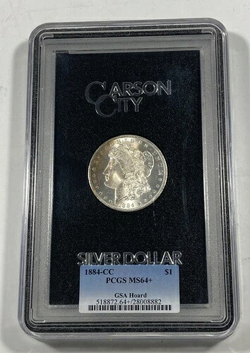 1884-CC GSA モルガン銀貨 1.00ドル。PCGS MS 64+。