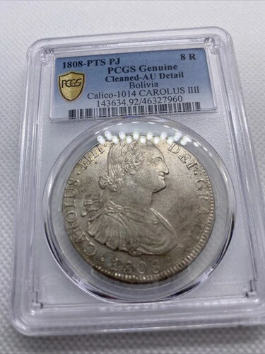 1808 PTS PJ ボリビア 8レアル カロルス IIII PCGS AU 詳細 銀貨 #7960