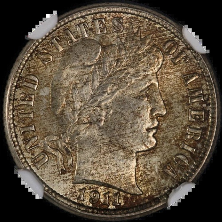 1911-S バーバーダイム NGC MS64 素晴らしい外観 強いストライク
