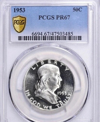 1953 50 セント PCGS プルーフ 67 !!!! 冗談じゃない、このコインはカメオなんだ !!!!