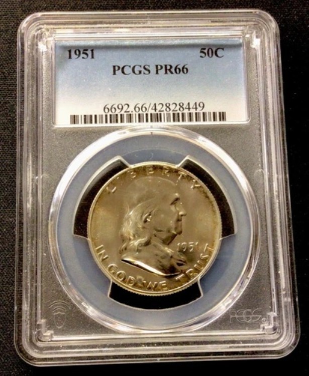 1951年 プルーフ フランクリンシルバー ハーフドル PCGS PR 66! ENNコイン