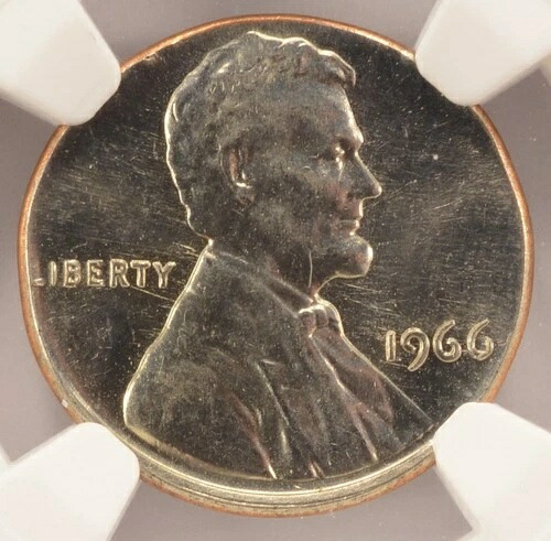 1966年 1セント リンカーン セント ダイム板金 NGC MS65