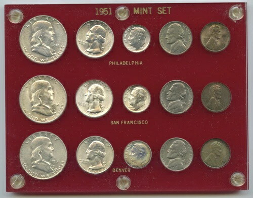 1951年アメリカ合衆国造幣局発行コインセット - ハーフサイズ - トーニング加工 - J692 215,600円