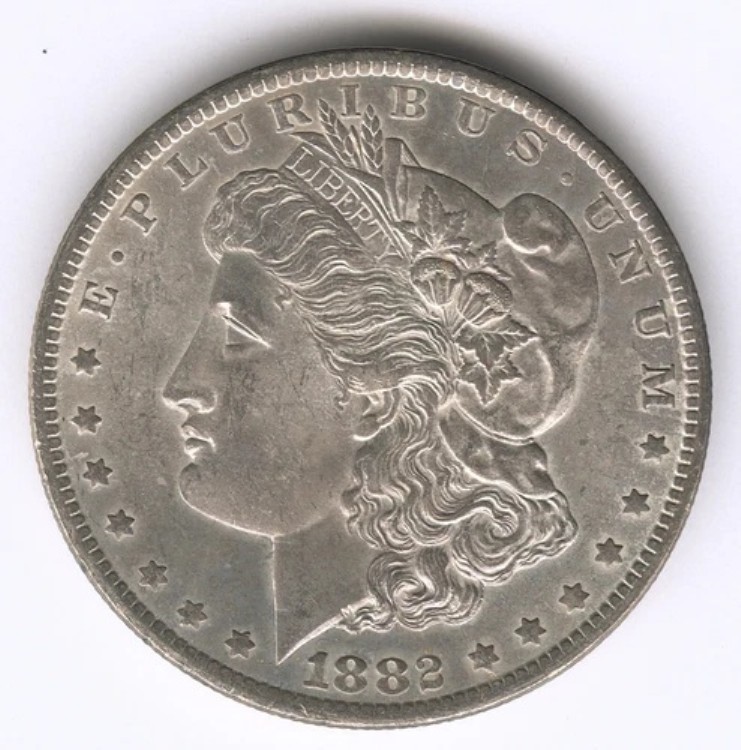 1882-CC 1ドルモルガン銀貨チョイスBU、ミントラスターレアガンメタルトーニング 214,500円