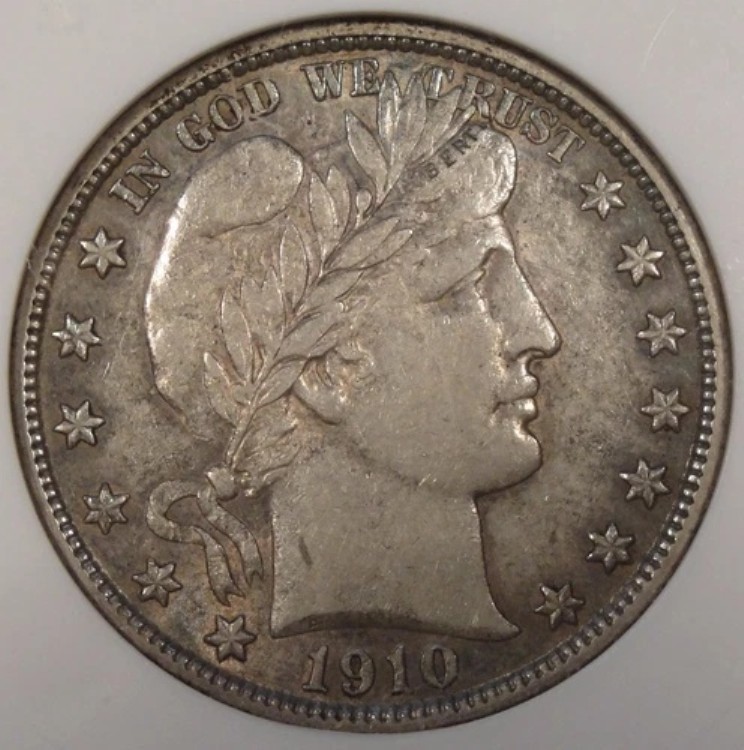 1910年代後半のバーバーハーフドル50セント、ANACS認定、AU50、オールドスモールホルダー