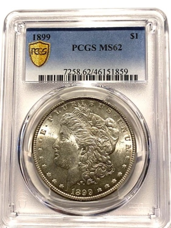#A4708、モルガン銀貨 PCGS 1899 P MS 62 キーデート