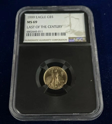 世紀末1999年イーグル5ドル 10分の1オンス MS 69 NGC 1/10オンス 純金