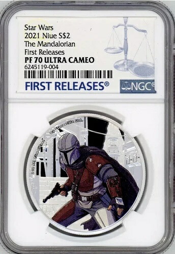 2021年 スター・ウォーズ - マンダロリアン - 1オンス シルバーコイン - NGC PF70 初回リリース OGP付き