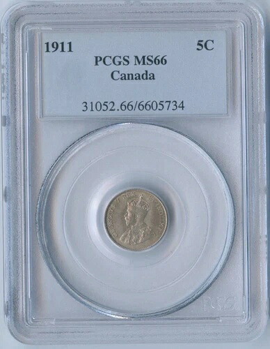 1911年カナダ5セント - PCGS MS66