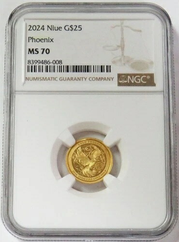 2024年 ニウエ ゴールド 25ドル フェニックス 1/10オンス NGC MS 70