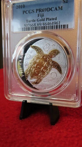 2010年 フィジー タク タートル ?希少 金メッキ .999 1オンス シルバー? PCGS PR69
