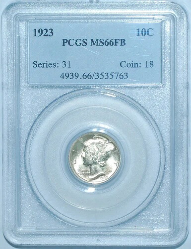 1923年 PCGS MS66FB フルバンド マーキュリーダイム