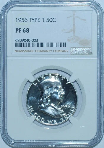 1956年 NGC PR68 FS-901 T1 タイプ1 プルーフストライク フランクリン ハーフダラー 225,500円