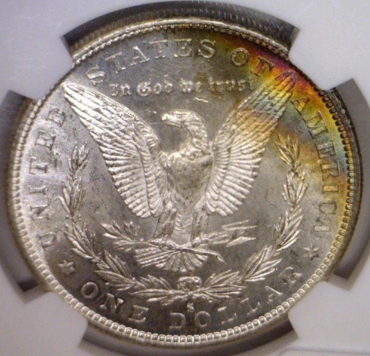 1880年代 NGC MS66 シルバー モルガン ダラー 1ドル コイン 美しいレインボートーン R ジェム BU 1880年代 NR