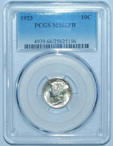 1923年 PCGS MS66FB フルバンド マーキュリーダイム 225,500円