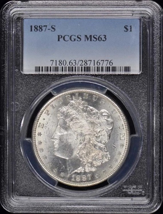 1887-S 1ドル モルガン・ダラー PCGS MS63