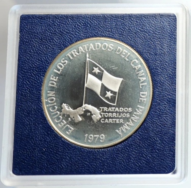 1979年 パナマ運河条約 オールドヴィンテージ 歴史的プルーフシルバー 5バルボアコイン i112442