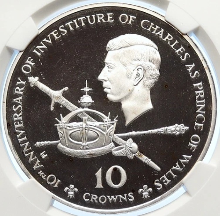 1979年 タークス・カイコス諸島 10年 チャールズ皇太子 プルーフ銀貨 10クラウン NGC i106316