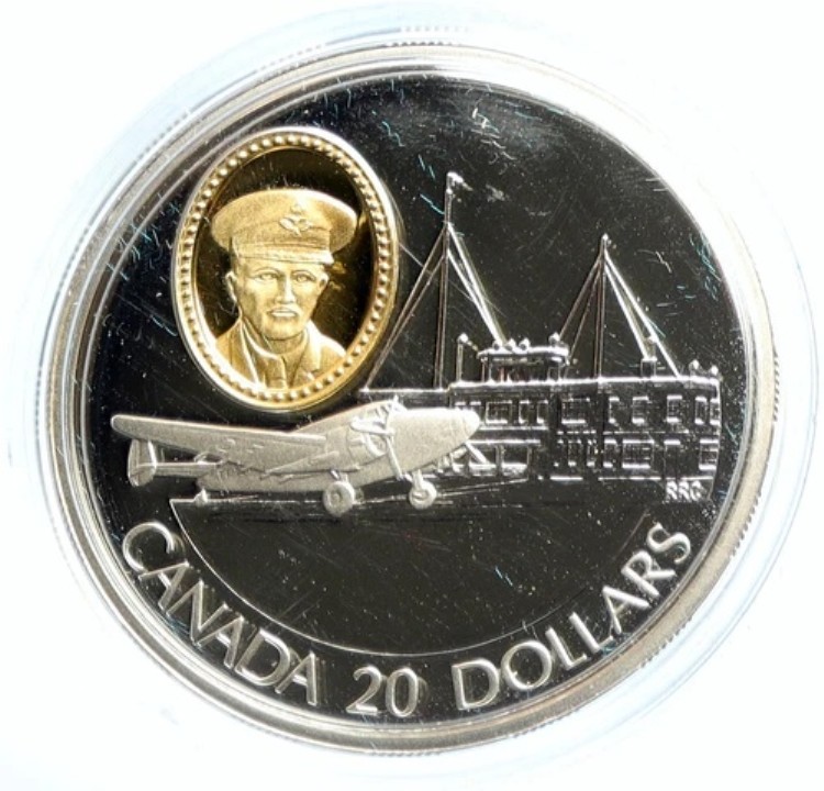 1993年 カナダ エリザベス2世記念 ロッキード14 スーパーエレクトラ 20ドル銀貨 i103005