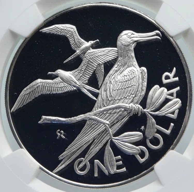 1975年 イギリス領ヴァージン諸島 エリザベス2世 BIRD プルーフ銀貨 NGC i85986